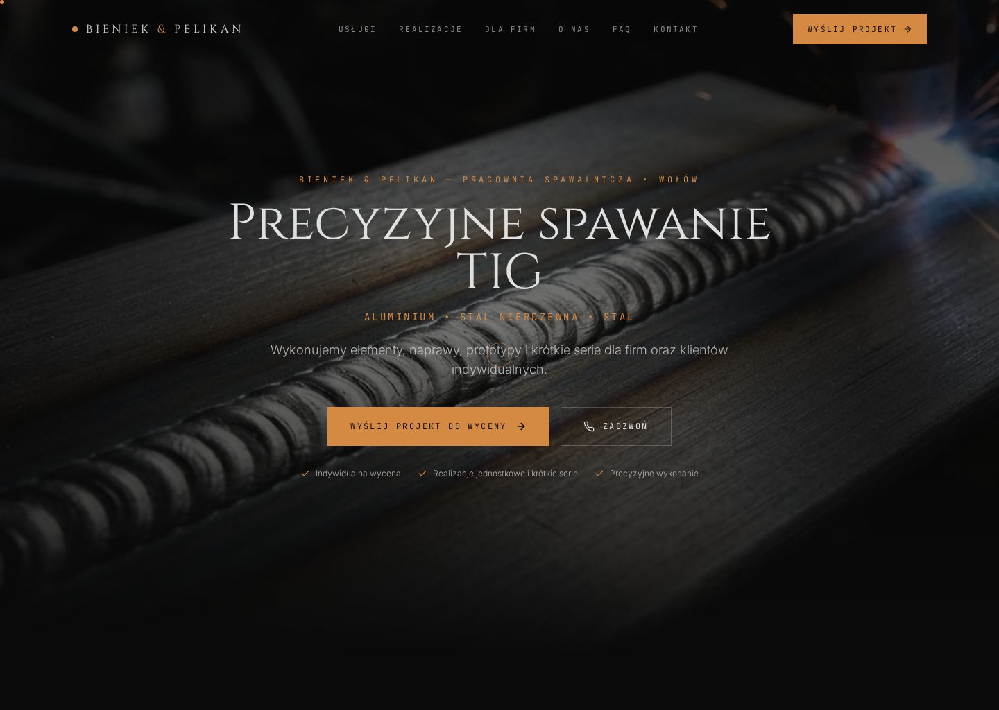 Strona internetowa Bieniek & Pelikan — pracownia spawalnicza, www.mrtig.pl